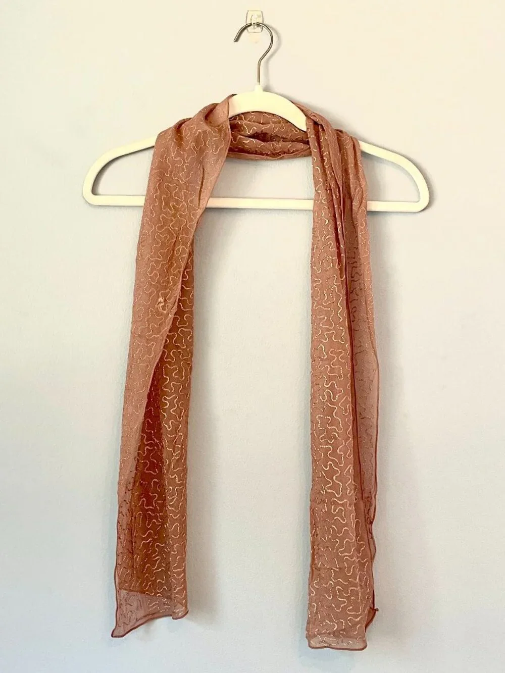 Dusty Rose Scarf with Abstract Wavy Pattern
